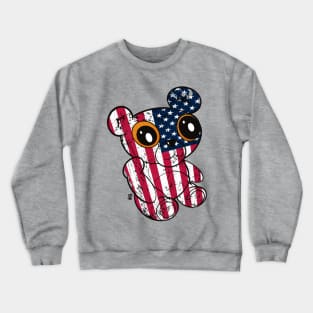 USA Flag Art Teddy Bear Crewneck Sweatshirt